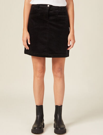 Jupe moulante velours noir femme