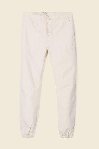 Jogger droit bas resserré beige homme