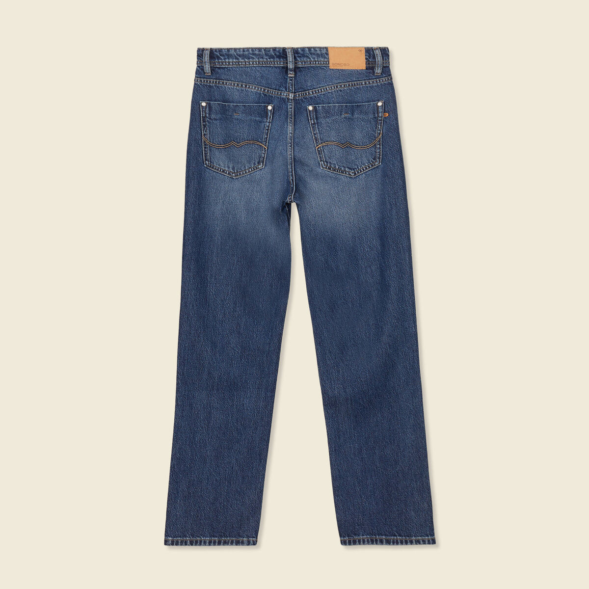 Jeans straight taille haute denim stone femme