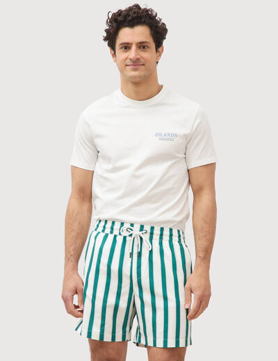 Maillot de bain ray&eacute; doubl&eacute; vert &eacute;meraude homme