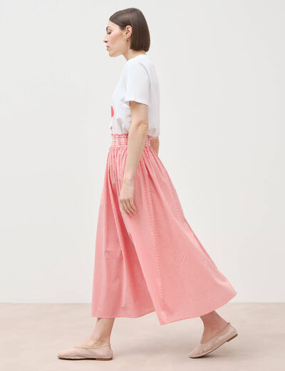 Jupe taille haute en coton rouge femme