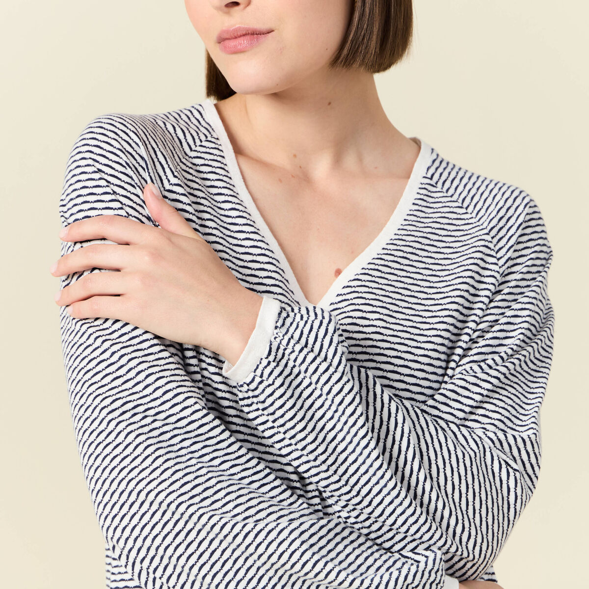 T-shirt manches longues ecru femme