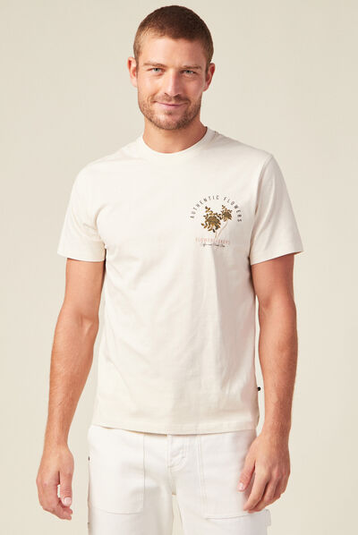 T-shirt manches courtes ecru homme