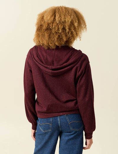 Sweat &agrave; capuche manches longues bordeaux femme