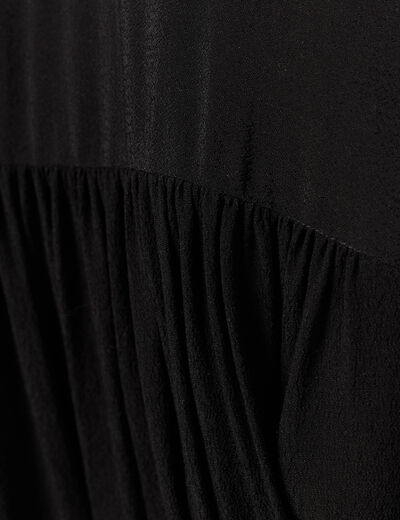 Robe droite fluide ceinturée noir femme
