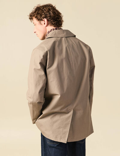 Trench en coton doubl&eacute; taupe homme