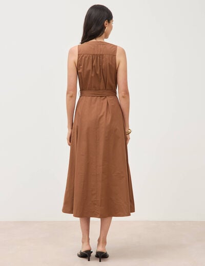 Robe en coton sans manches marron femme