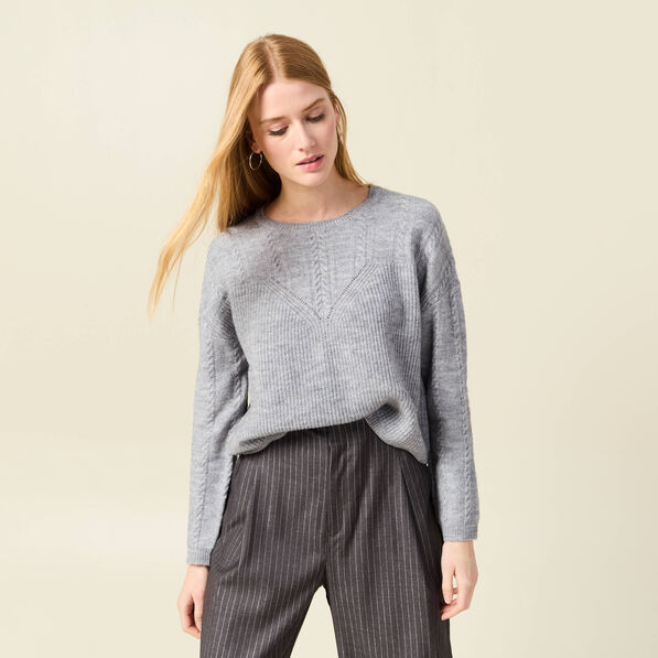 pull manches longues gris clair femme Pull manches longues gris clair femme