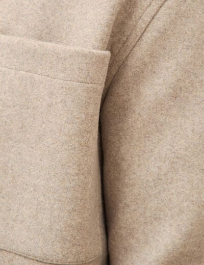 Surchemise boutonn&eacute;e beige homme