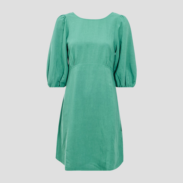 Robe évasée dos ouvert vert femme