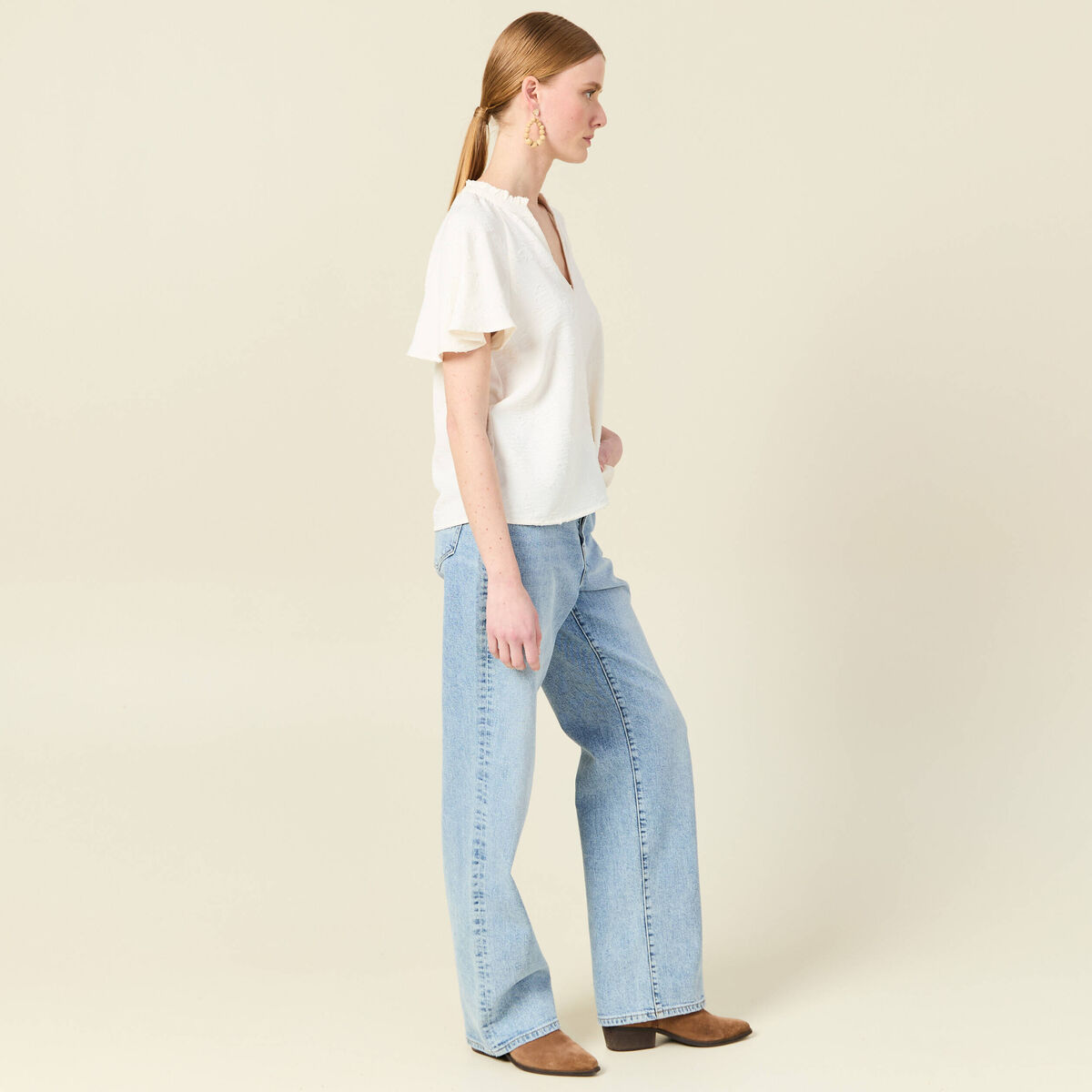 Blouse manches courtes blanc femme