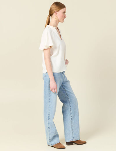 Blouse manches courtes blanc femme