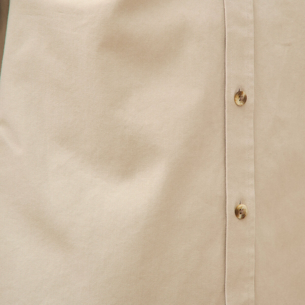 Chemise droite en coton manches longues beige homme