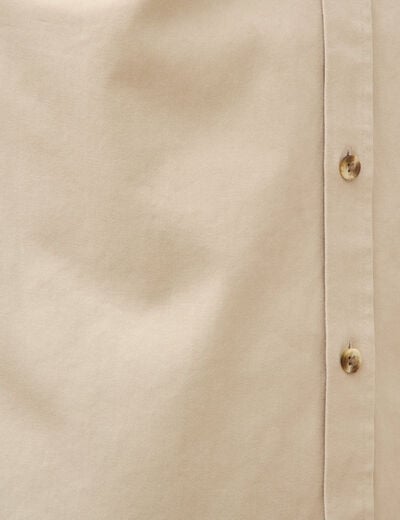 Chemise droite en coton manches longues beige homme