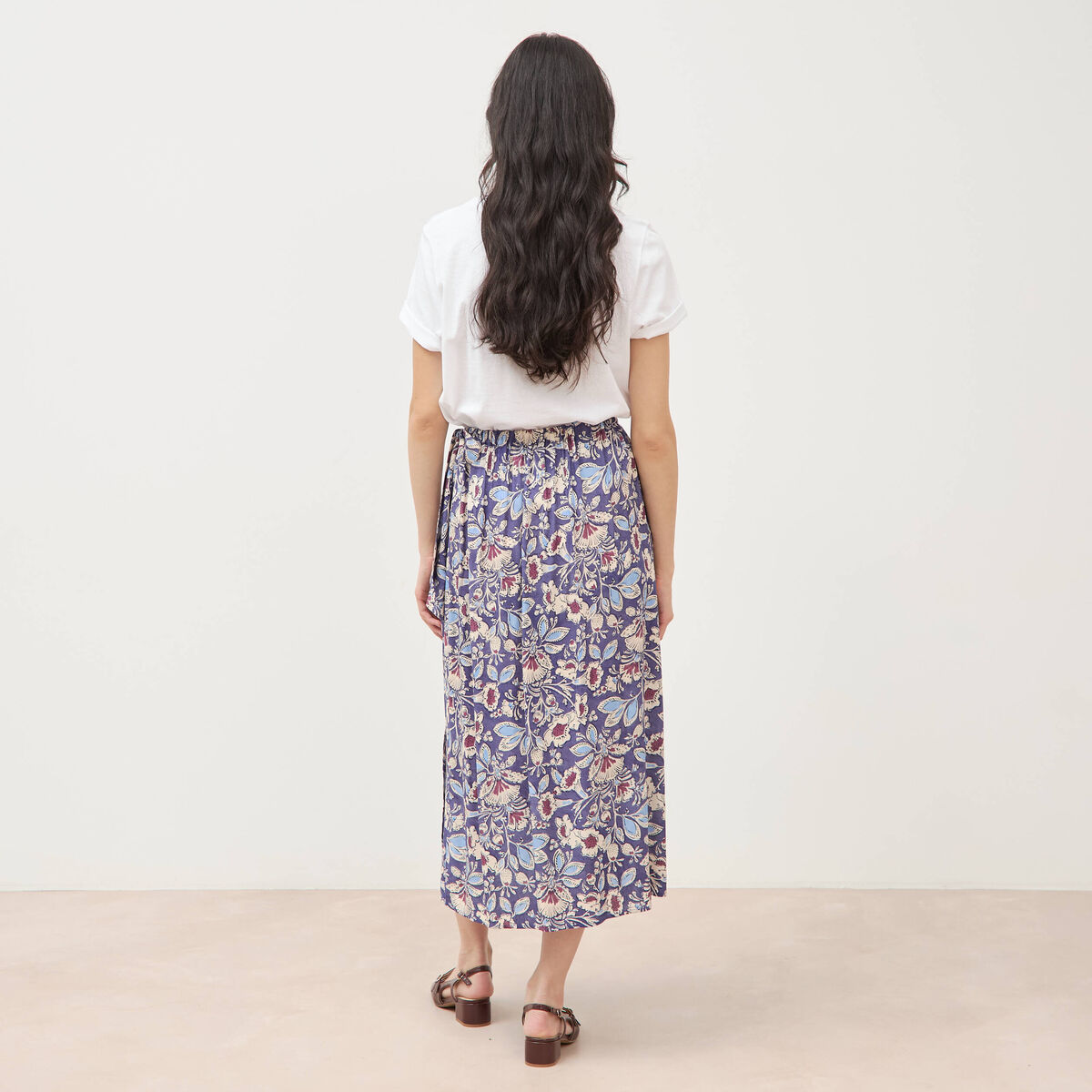 Jupe fluide bleu femme