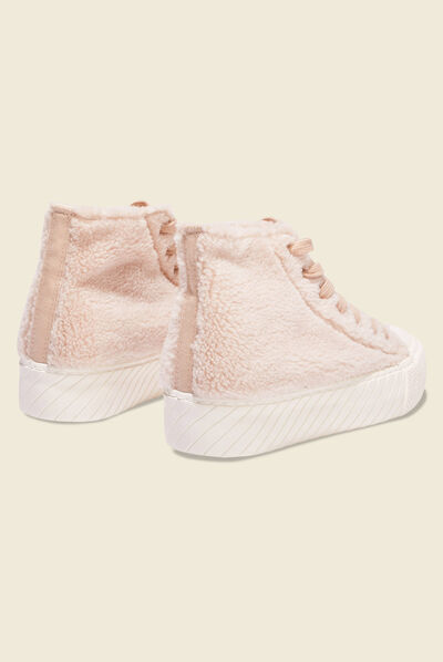 Baskets montantes fourrure creme femme