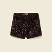 Short ajust&eacute; taille haute doubl&eacute; marron femme