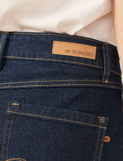 Jupe-short droite en jean denim brut rinse femme