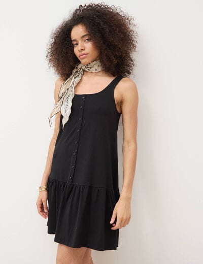Robe sans manches en maille col rond noir femme