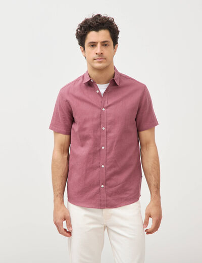 Chemise manches courtes vieux rose homme