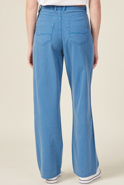 Pantalon large éco-responsable bleu femme