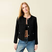 Veste manches longues en tweed noir femme