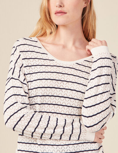 Pull manches longues ecru femme