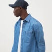 Chemise col am&eacute;ricain manches longues denim stone homme