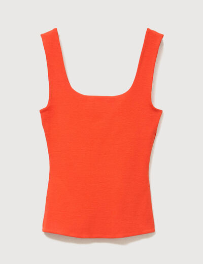 D&eacute;bardeur ajust&eacute; col carr&eacute; orange fonc&eacute; femme