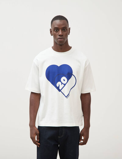 T-shirt droit col rond manches courtes ecru homme