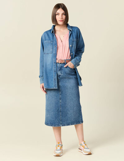 Blouse manches longues rose femme