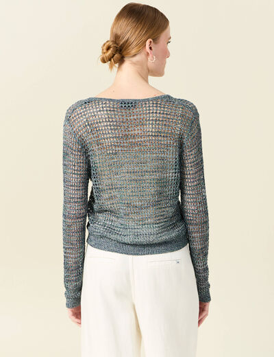 Pull éco-responsable bleu pétrole femme
