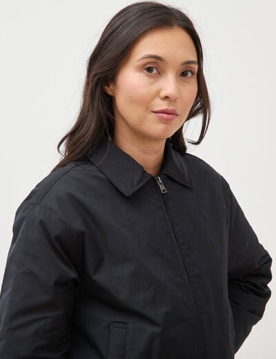 Blouson ample court col classique noir femme
