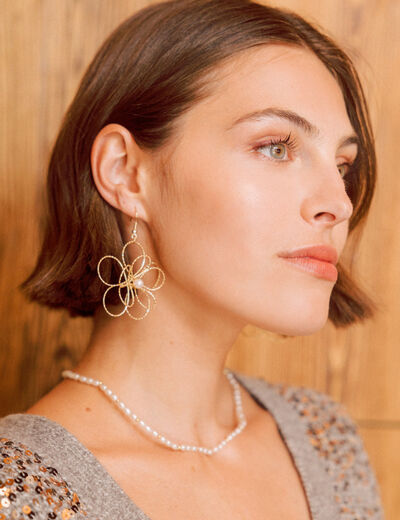 Boucles d'oreilles pendantes couleur or femme