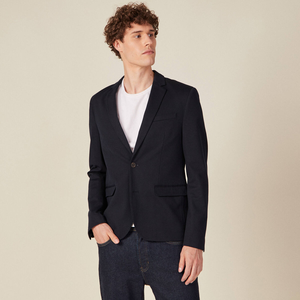 Veste esprit blazer droite bleu marine homme