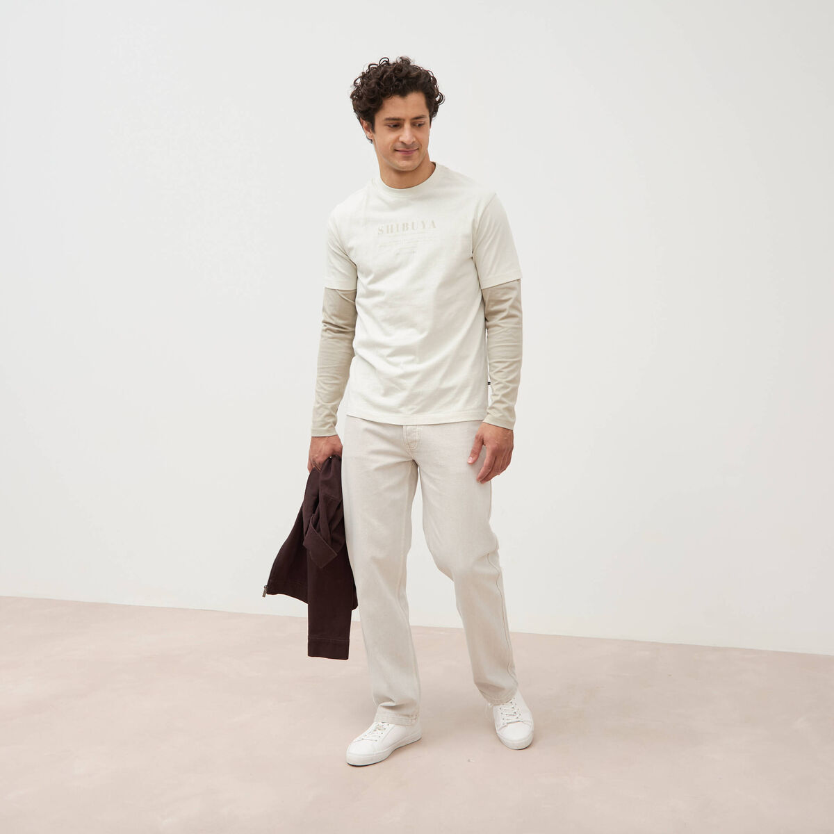 T-shirt en coton manches courtes gris clair homme