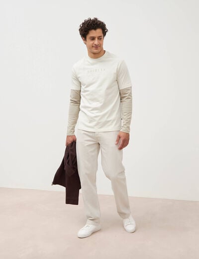 T-shirt en coton manches courtes gris clair homme