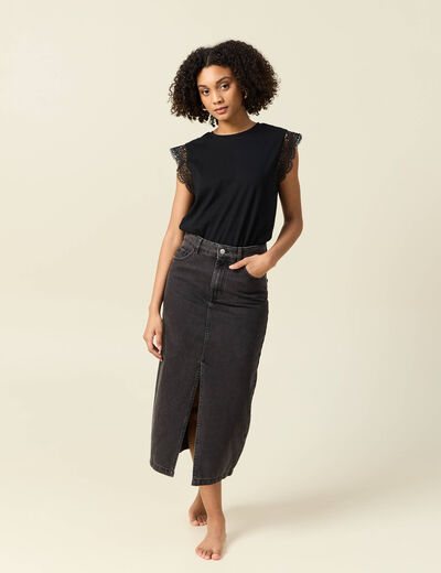 T-shirt manches courtes noir femme