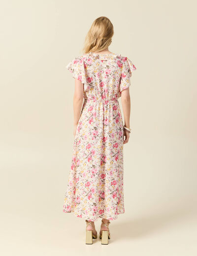 Robe longue évasée blanc femme