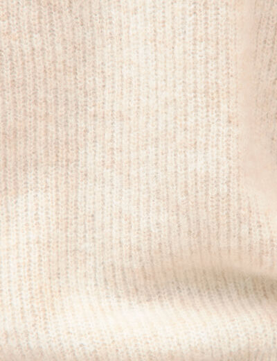 Gilet manches longues col rond beige femme