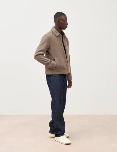 Veste oversize courte col classique taupe homme