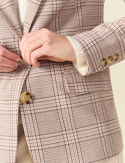 Blazer ajust&eacute; manches longues doubl&eacute; beige femme