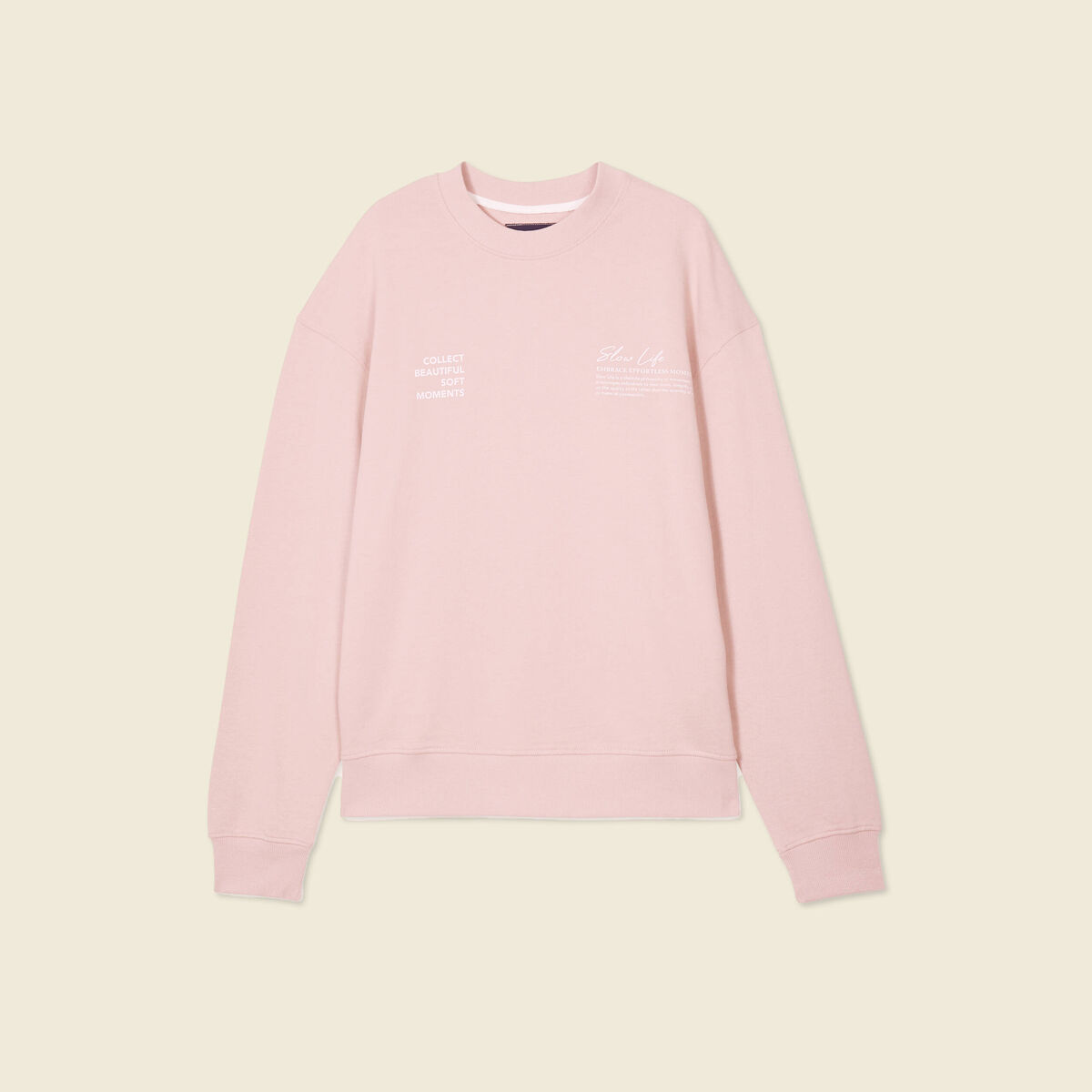 Sweat manches longues rose pastel homme