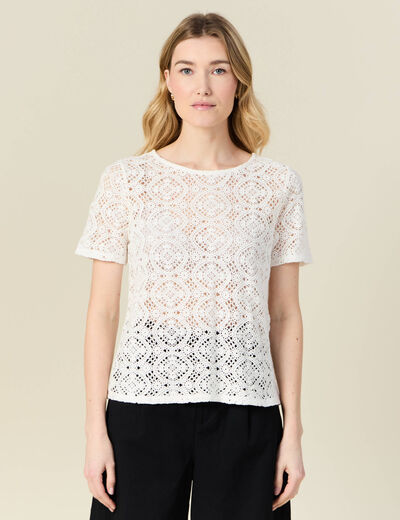 T-shirt manches courtes ecru femme
