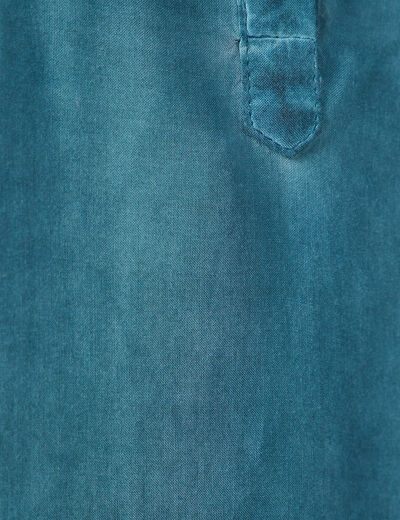 Blouse manches longues poches bleu pétrole femme