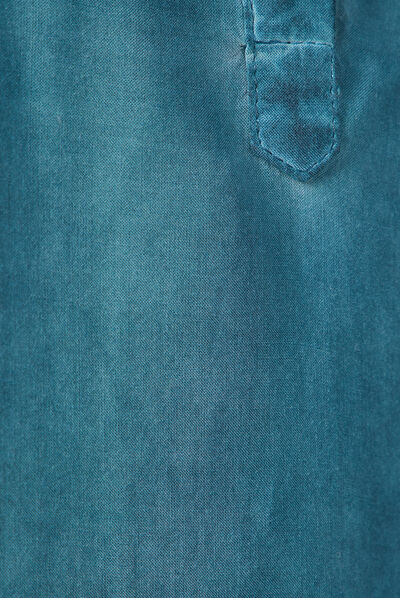 Blouse manches longues poches bleu pétrole femme
