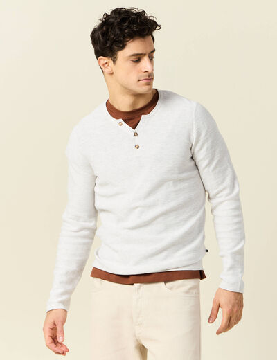 Pull manches longues ecru homme