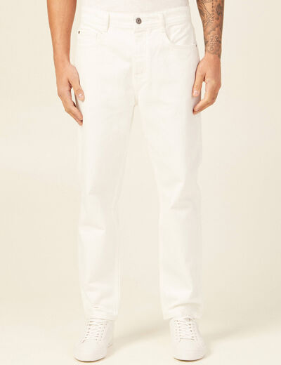 Jeans straight tapered denim blanc homme