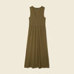 Robe longue droite boutons vert kaki femme