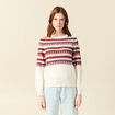 Pull manches longues col rond ecru femme